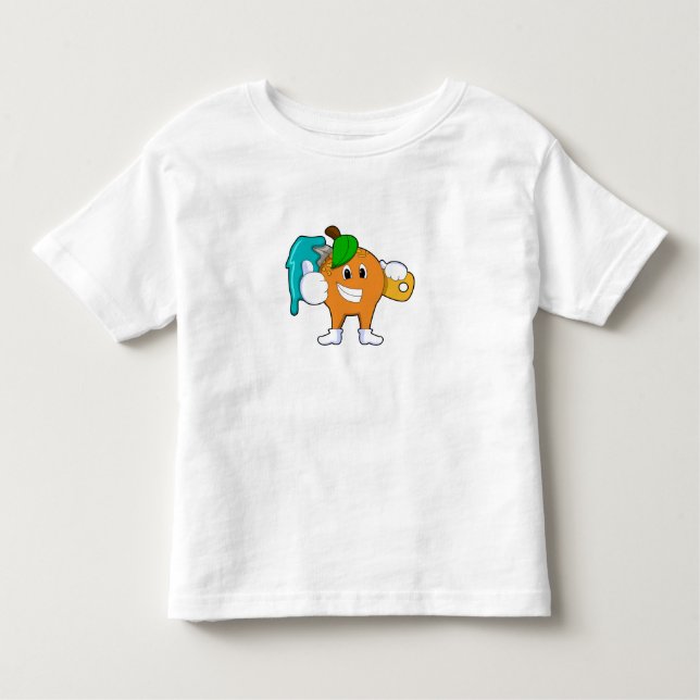 T-shirt Pour Les Tous Petits Orange comme Peintre avec pinceau (Devant)