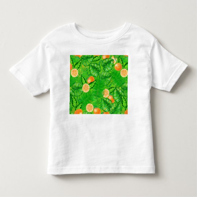 T-shirt Pour Les Tous Petits Oranges et feuilles tropicaux (Devant)