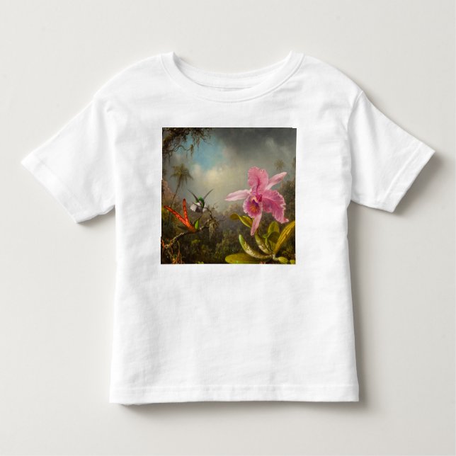T-shirt Pour Les Tous Petits Orchidée avec deux colibris Heade (Devant)