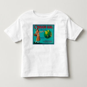 T-shirt Pour Les Tous Petits Oregon Girl Apple Crate LabelElgin, OU