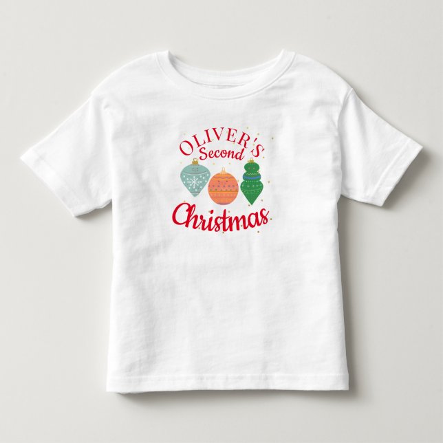 T-shirt Pour Les Tous Petits Ornement mignon kawaii de deuxième Noël personnali (Devant)