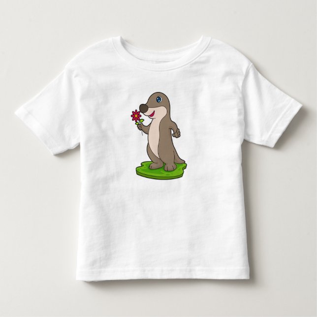 T-shirt Pour Les Tous Petits Otter à fleurs (Devant)