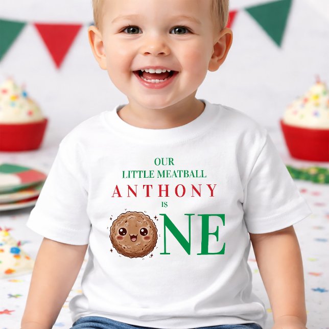 T-shirt Pour Les Tous Petits Our Little Meatball is One 1st Birthday  (Our Little Meatball is Two 2nd Birthday Toddler T-shirt)