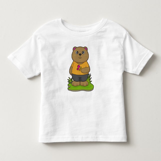 T-shirt Pour Les Tous Petits Ours aux fleurs (Devant)