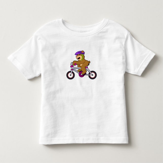 T-shirt Pour Les Tous Petits Ours avec bicyclette et casque (Devant)