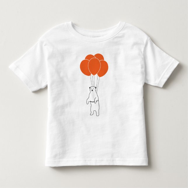 T-shirt Pour Les Tous Petits Ours blanc volant avec des ballons (Devant)