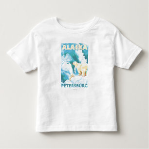 T-shirt Pour Les Tous Petits Ours blancs et CUB - Pétersbourg, Alaska