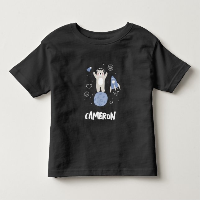 T-shirt Pour Les Tous Petits Ours De Cartoon Mignonne Dans L'Espace (Devant)