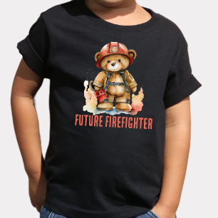 T-shirt Pour Les Tous Petits Ours en peluche pompier aquarelle futur pompier 