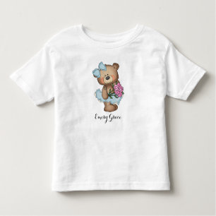 T-shirt Pour Les Tous Petits Ours lunatique de ballerine avec le bouquet de