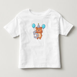 T-shirt Pour Les Tous Petits Ours mignon d'anniversaire avec chapeau de fête et