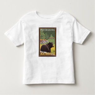 T-shirt Pour Les Tous Petits Ours noir dans la forêt - Pétersbourg, Alaska