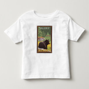T-shirt Pour Les Tous Petits Ours noir dans la forêt - Valdez, Alaska