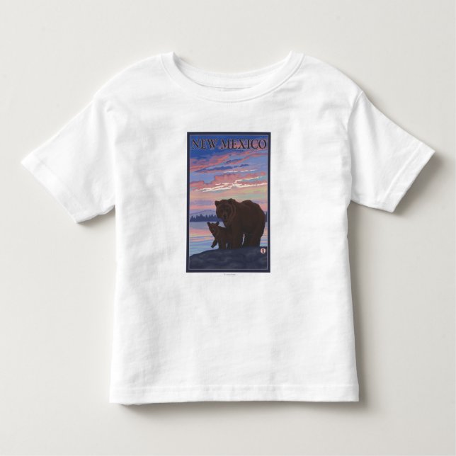 T-shirt Pour Les Tous Petits Ours noir et CubNew Mexique (Devant)