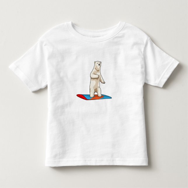 T-shirt Pour Les Tous Petits Ours polaire en Snowboardeur avec Snowboard (Devant)