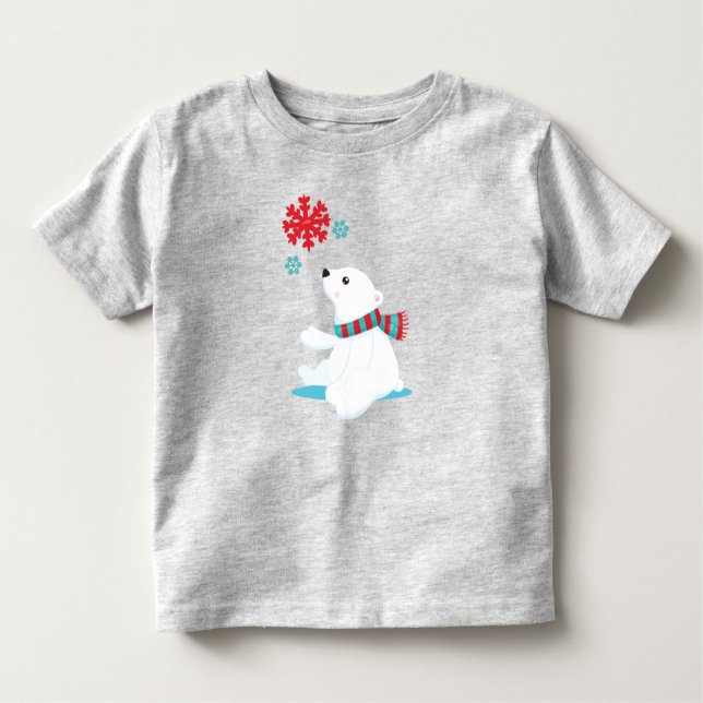 T-shirt Pour Les Tous Petits Ours Polaire, Ours À L'Écharpe, Ours Mignonne, Fla (Devant)