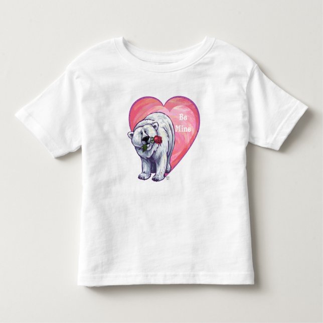 T-shirt Pour Les Tous Petits Ours polaire Saint Valentin (Devant)