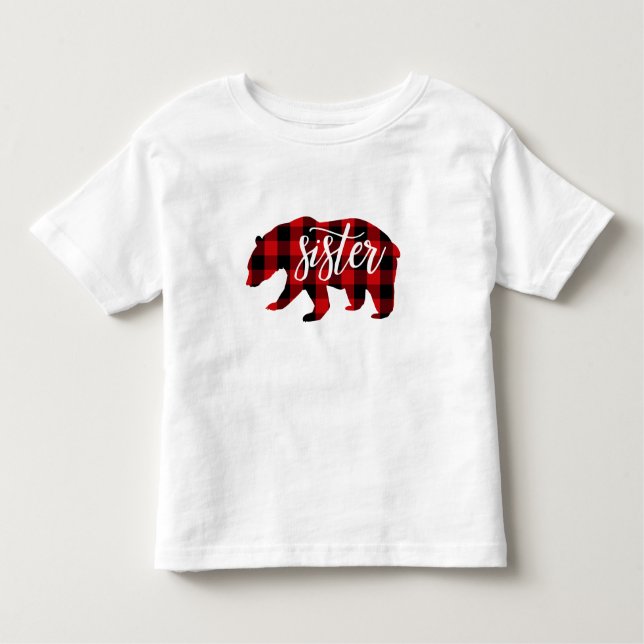 T-shirt Pour Les Tous Petits Ourse sœur | Carreaux rouges (Devant)