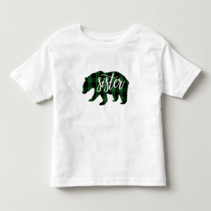 T-shirt Pour Les Tous Petits Ourse sœur Carreaux verts