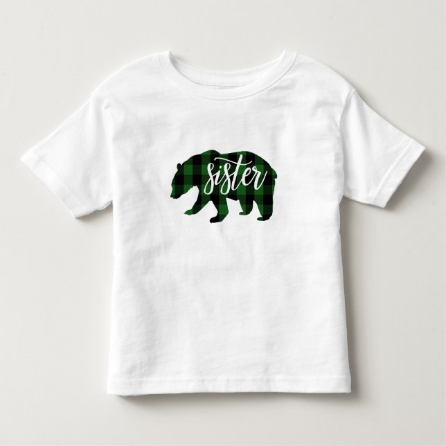 T-shirt Pour Les Tous Petits Ourse soeur | Carreaux verts (Devant)