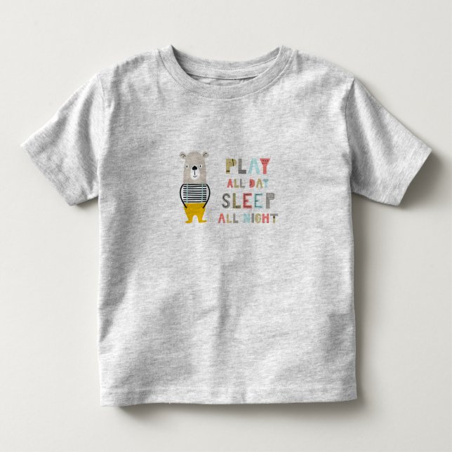 T-shirt Pour Les Tous Petits Ourson Mignon Jouant Toute la Journée  (Devant)