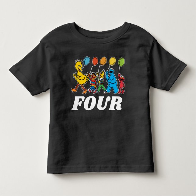 T-shirt Pour Les Tous Petits Pal de rue Sésame | Ballons d'anniversaire 4 (Devant)