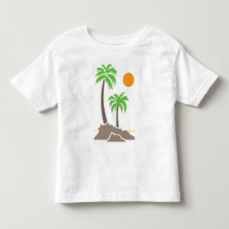 T-shirt Pour Les Tous Petits Palmiers tropicaux avec soleil sur une petite île