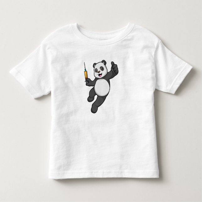 T-shirt Pour Les Tous Petits Panda à la vaccination avec seringue (Devant)