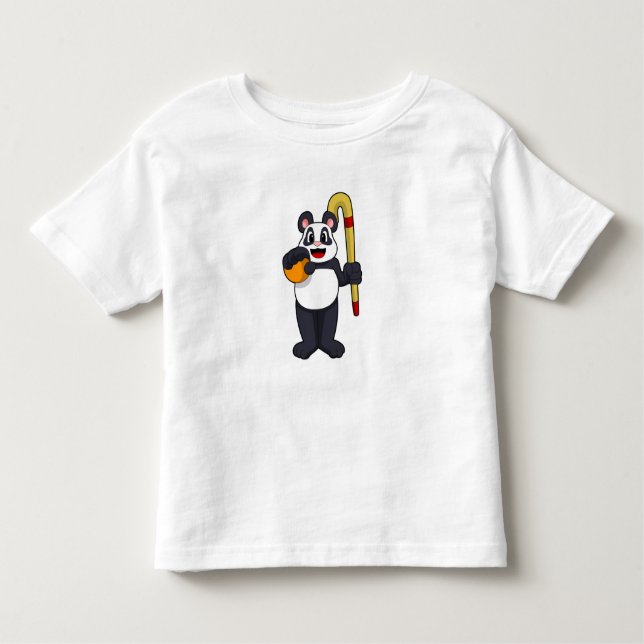 T-shirt Pour Les Tous Petits Panda at hockey with hockey bat (Devant)