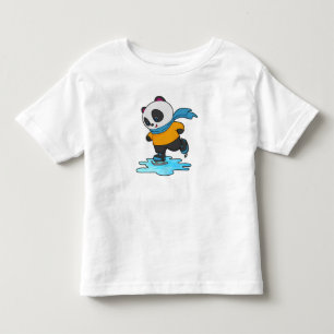 T-shirt Pour Les Tous Petits Panda au patinage sur glace avec patins sur glace