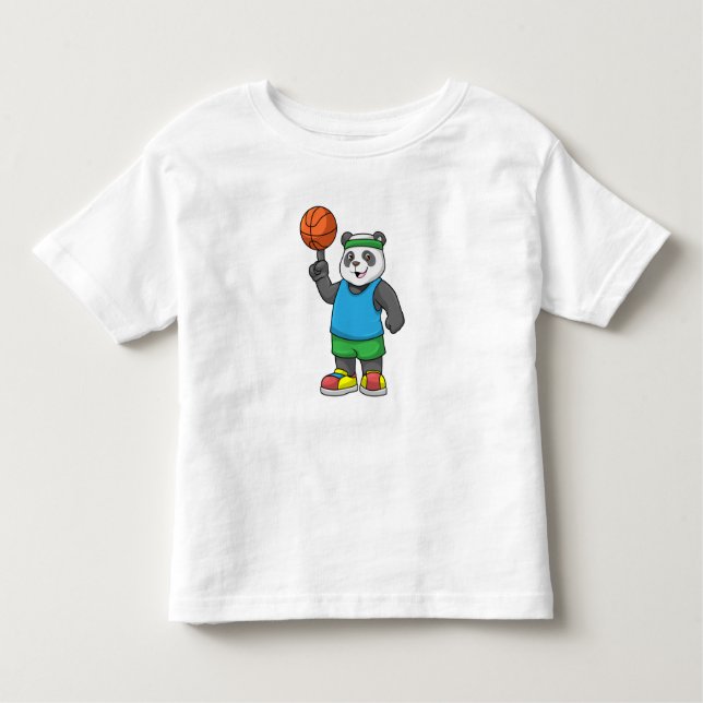 T-shirt Pour Les Tous Petits Panda aux sports avec basket-ball (Devant)