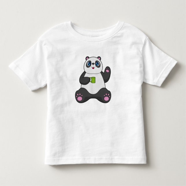 T-shirt Pour Les Tous Petits Panda avec tasse de café (Devant)