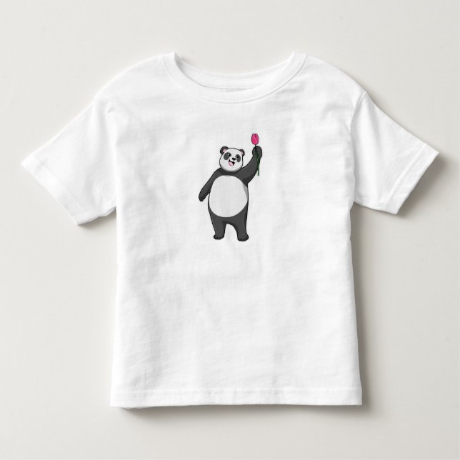 T-shirt Pour Les Tous Petits Panda avec Tulipe (Devant)