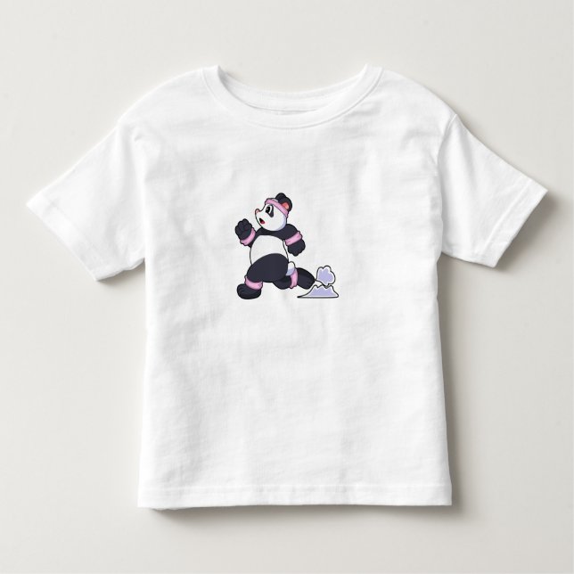 T-shirt Pour Les Tous Petits Panda comme coureur à la course (Devant)