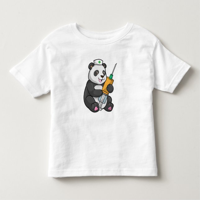 T-shirt Pour Les Tous Petits Panda comme infirmière avec seringue (Devant)