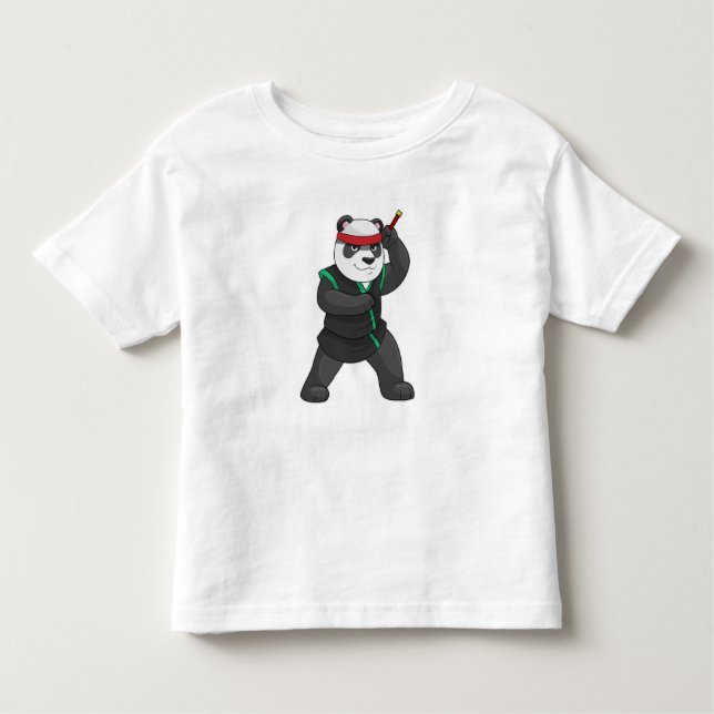 T-shirt Pour Les Tous Petits Panda comme Ninja en costume (Devant)