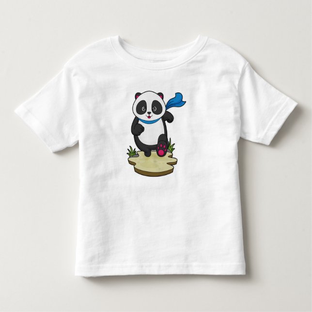 T-shirt Pour Les Tous Petits Panda coureur avec Écarf (Devant)