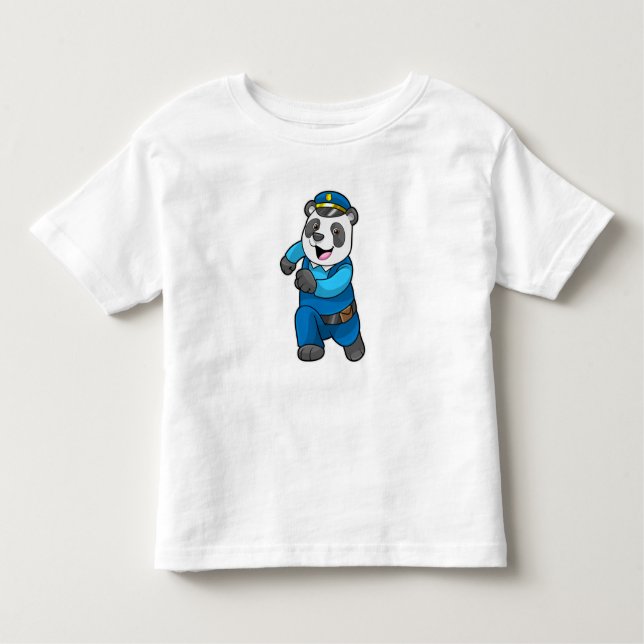 T-shirt Pour Les Tous Petits Panda en tant qu'officier de police avec casquette (Devant)