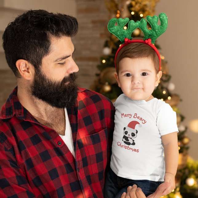 T-shirt Pour Les Tous Petits Panda in Santa Hat – Merry Beary Christmas (Créateur téléchargé)
