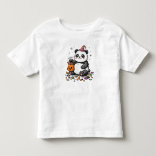 T-shirt Pour Les Tous Petits Panda potelé d'Halloween avec ventre de bonbons et