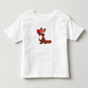 T-shirt Pour Les Tous Petits Panda rouge à l'amour avec coeur.PNG