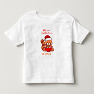T-shirt Pour Les Tous Petits Panda rouge : Tout ce que je veux pour Noël est Ra