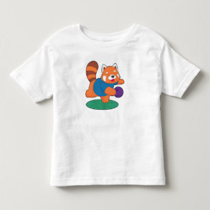 T-shirt Pour Les Tous Petits Panda roux Bowling Boule de bowling Sports