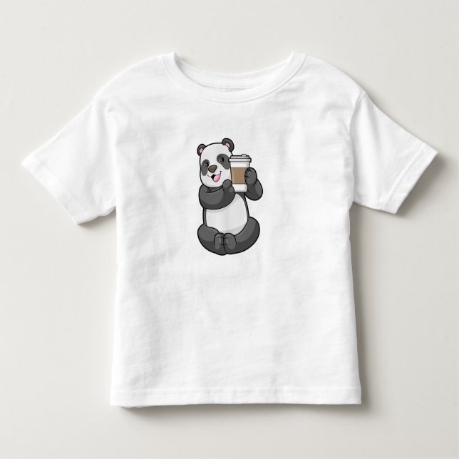 T-shirt Pour Les Tous Petits Panda with Coffee to go (Devant)