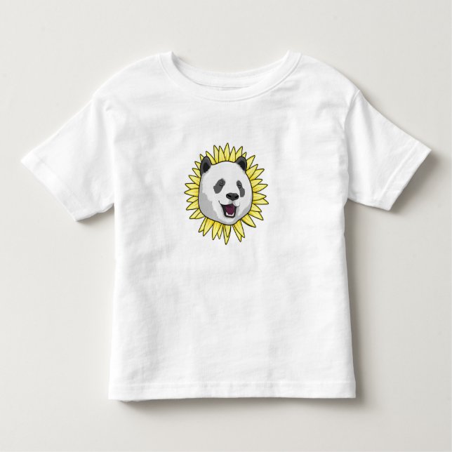 T-shirt Pour Les Tous Petits Panda with Sunflower (Devant)