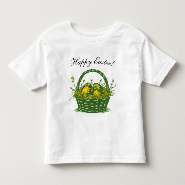 T-shirt Pour Les Tous Petits Panier avec oeufs de Pâques | Bonne Pâques (Devant)
