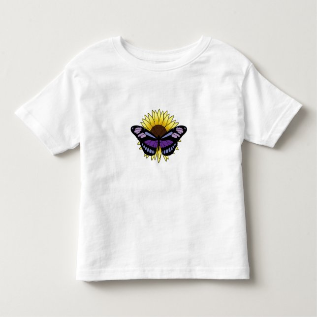 T-shirt Pour Les Tous Petits Papillon au tournesol (Devant)