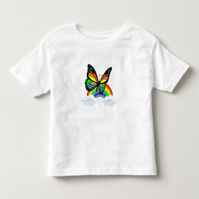 T-shirt Pour Les Tous Petits Papillon avec arc-en-ciel (Devant)