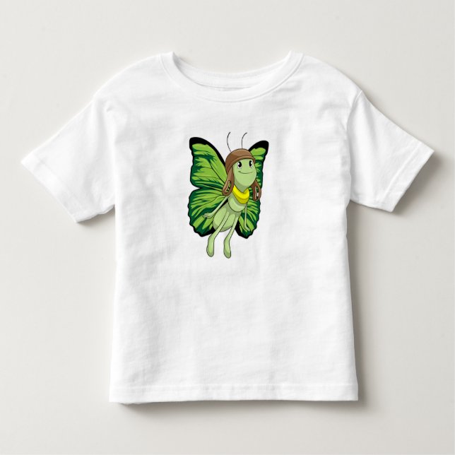 T-shirt Pour Les Tous Petits Papillon comme pilote avec casquette pilote (Devant)