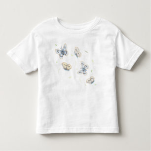 T-shirt Pour Les Tous Petits Papillons bleus et crème en vol